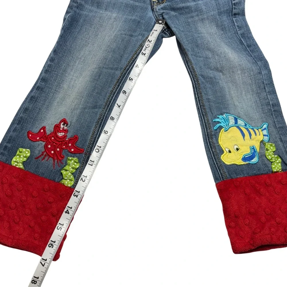 Gap Kids Girls Size 4 Bootcut Jeans Little Mermaid Flounder Sebastian Red‎ Cuffs